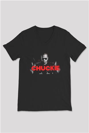 Chuckie Siyah Unisex V Yaka Tişört