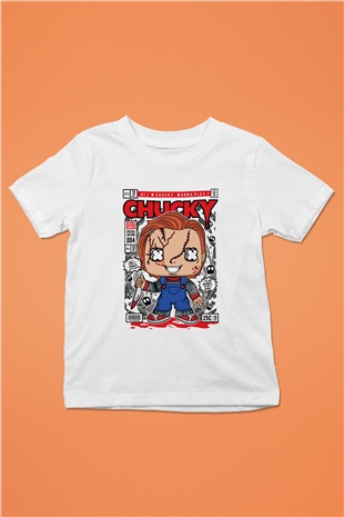 Chucky Baskılı Unisex Beyaz Çocuk Tişört