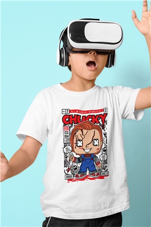 Chucky Baskılı Unisex Beyaz Çocuk Tişört
