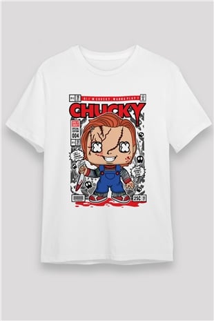 Chucky Baskılı Unisex Beyaz Tişört