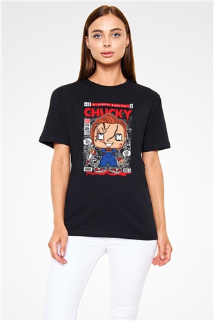 Chucky Baskılı Unisex Siyah Tişört