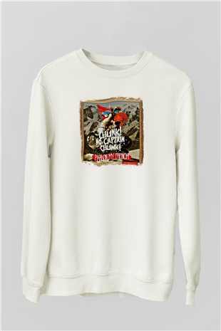 Chunk No Captain Chunk Baskılı Unisex Beyaz Sweatshirt