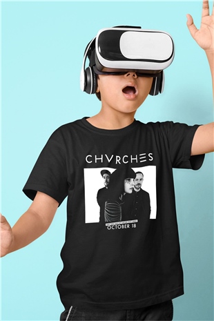 CHVRCHES Baskılı Siyah Unisex Çocuk Tişört