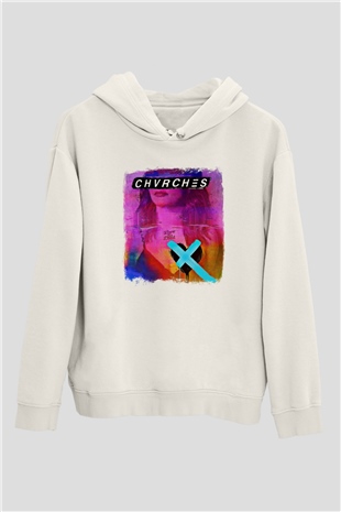 CHVRCHES Baskılı Unisex Beyaz Hoodie