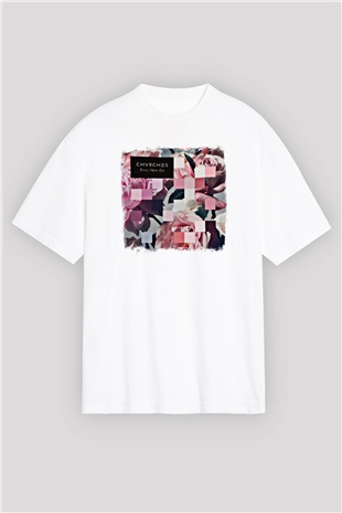 CHVRCHES Baskılı Unisex Beyaz Oversize Tişört