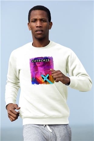 CHVRCHES Baskılı Unisex Beyaz Sweatshirt