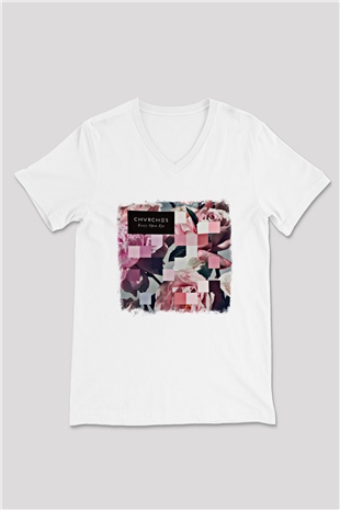 CHVRCHES Baskılı Unisex Beyaz V Yaka Tişört