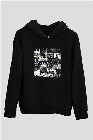 CHVRCHES Baskılı Unisex Siyah Hoodie