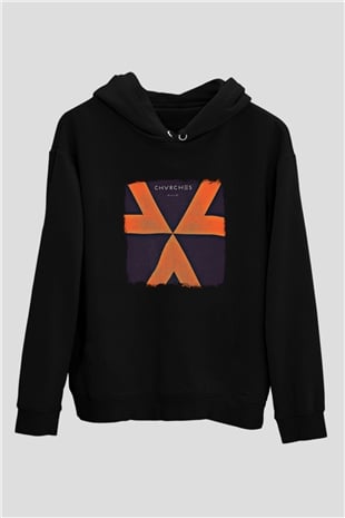 CHVRCHES Baskılı Unisex Siyah Hoodie