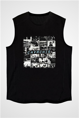 CHVRCHES Baskılı Unisex Siyah Kolsuz Tişört