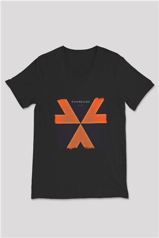 CHVRCHES Baskılı Unisex Siyah V Yaka Tişört