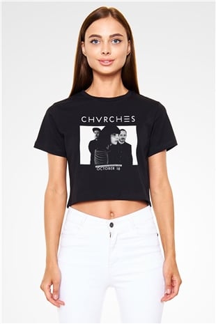 CHVRCHES Siyah Crop Top Tişört