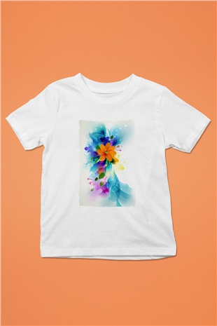Çiçek Beyaz Unisex Çocuk Tişört