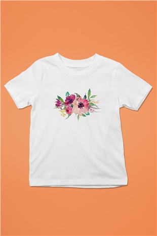 Çiçek Beyaz Unisex Çocuk Tişört