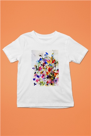 Çiçek Beyaz Unisex Çocuk Tişört