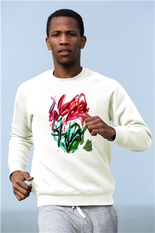 Çiçek Beyaz Unisex Sweatshirt
