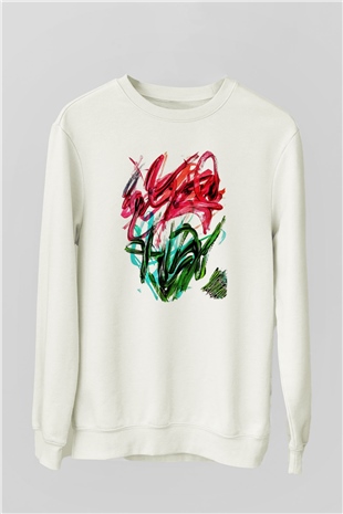 Çiçek Beyaz Unisex Sweatshirt