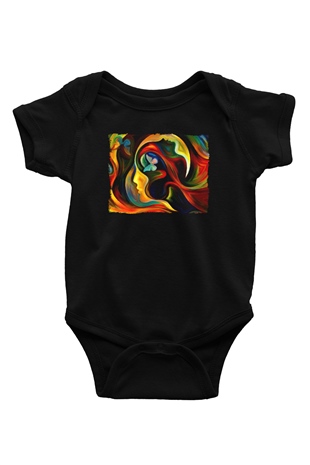 Çiçek Siyah Bebek Body - Zıbın