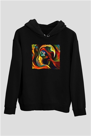 Çiçek Siyah Unisex Hoodie