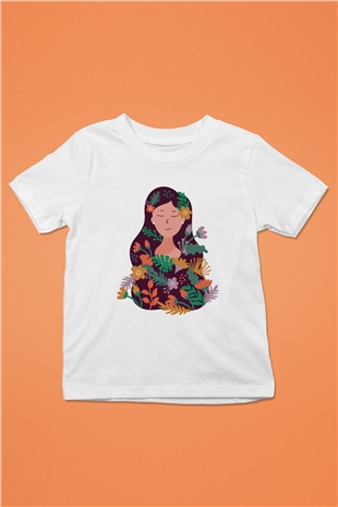 Çiçekçi Beyaz Unisex Çocuk Tişört