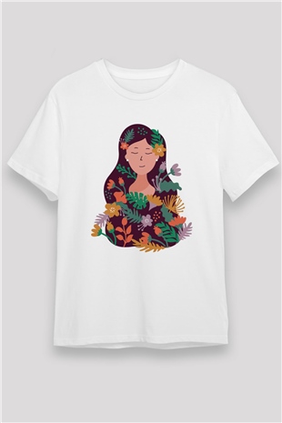Çiçekçi Beyaz Unisex Tişört T-Shirt - TişörtFabrikası