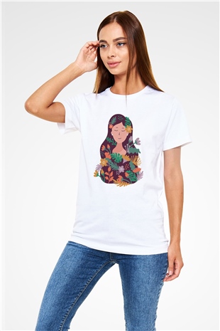 Çiçekçi Beyaz Unisex Tişört T-Shirt - TişörtFabrikası