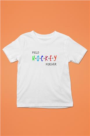Çim Hokeyi Baskılı Unisex Beyaz Çocuk Tişört - Tshirt