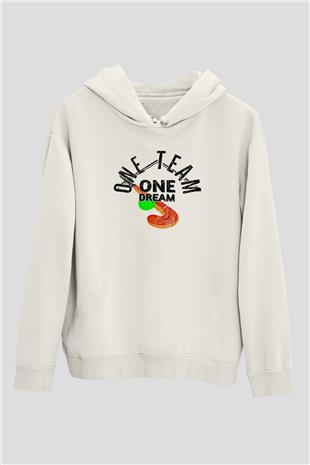 Çim Hokeyi Baskılı Unisex Ekru Hoodie