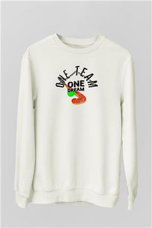 Çim Hokeyi Baskılı Unisex Ekru Sweatshirt