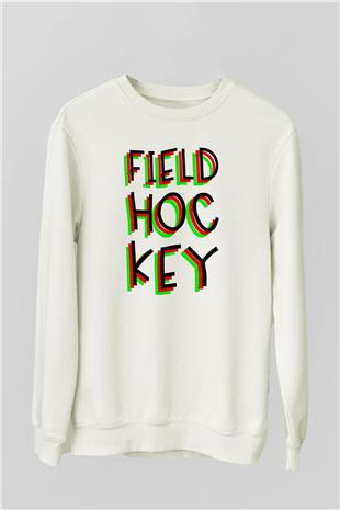 Çim Hokeyi Baskılı Unisex Ekru Sweatshirt