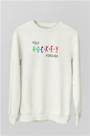 Çim Hokeyi Baskılı Unisex Ekru Sweatshirt
