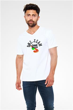 Çim Hokeyi Baskılı Unisex V Yaka Tişört - Tshirt