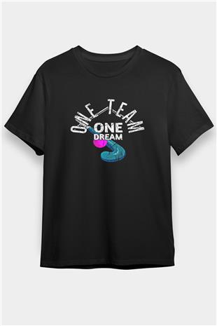 Çim Hokeyi - Field Hockey Baskılı Unisex Siyah Tişört - Tshirt