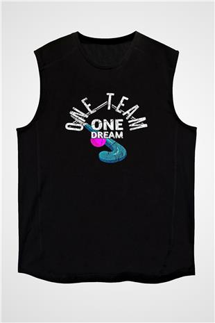 Çim Hokeyi - Field Hockey Baskılı Unisex Siyah Kolsuz Tişört