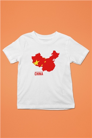 Çin Baskılı Beyaz Unisex Çocuk Tişört