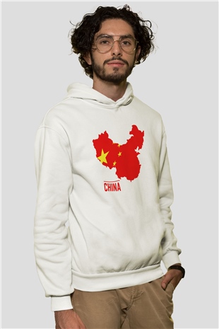 Çin Beyaz Unisex Kapşonlu Sweatshirt