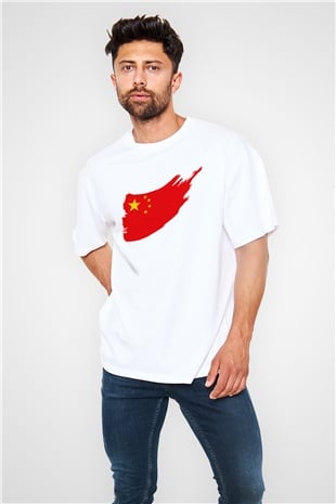 Çin Beyaz Unisex Oversize Tişört T-Shirt
