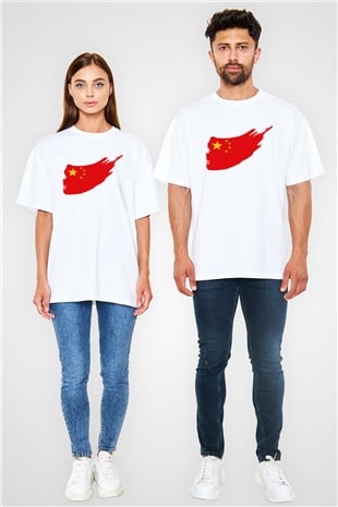 Çin Beyaz Unisex Oversize Tişört T-Shirt