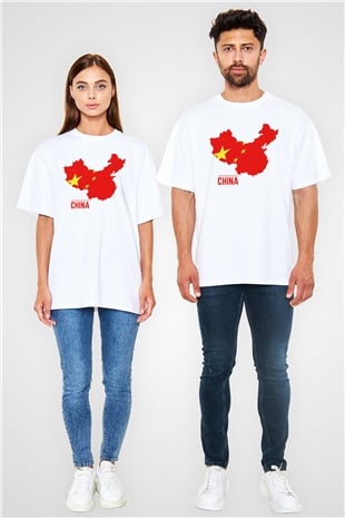 Çin Beyaz Unisex Oversize Tişört T-Shirt