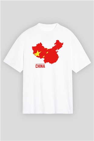 Çin Beyaz Unisex Oversize Tişört T-Shirt