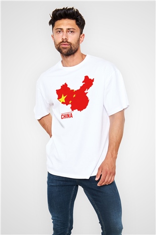 Çin Beyaz Unisex Oversize Tişört T-Shirt