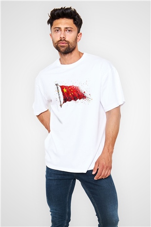 Çin Beyaz Unisex Oversize Tişört T-Shirt