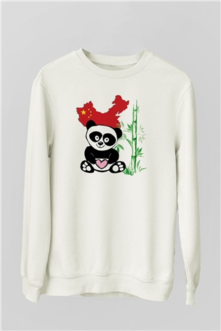 Çin Beyaz Unisex Sweatshirt