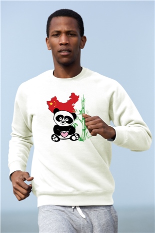 Çin Beyaz Unisex Sweatshirt