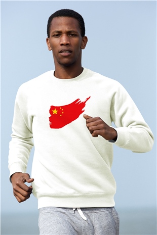 Çin Beyaz Unisex Sweatshirt