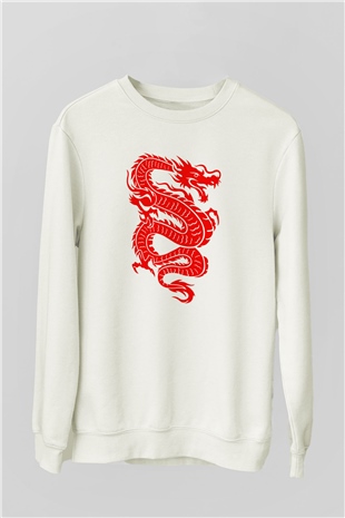 Çin Beyaz Unisex Sweatshirt