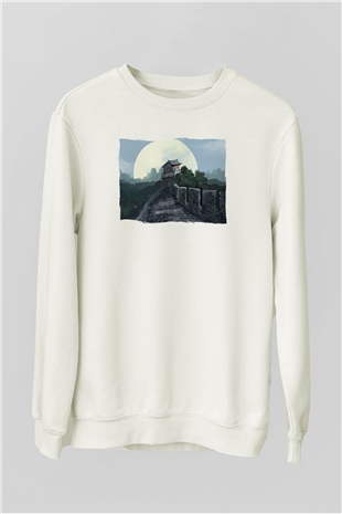Çin Seddi Beyaz Unisex Sweatshirt