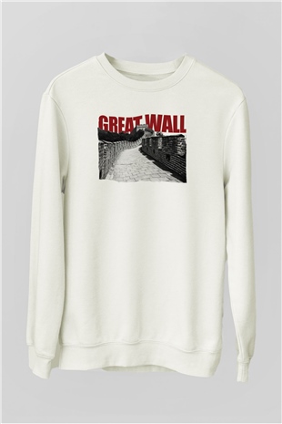 Çin Seddi Beyaz Unisex Sweatshirt