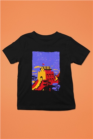 Çin Seddi Siyah Unisex Çocuk Tişört