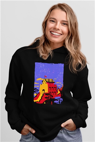 Çin Seddi Siyah Unisex Hoodie
